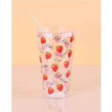 Bin1çeşit Desenli Plastik Pipetli Bardak 16 cm 1 Adet ROYALEKS-ENF-040