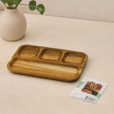 Bin1çeşit Akasya Ahşap Sunum Tepsisi 4 Bölmeli 25X14 cm