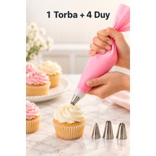 Krema Sıkma Torbası ve 4 Duy Seti Pasta Süsleme