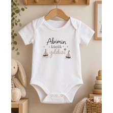 Igigi Collection Igıgı Collection Abimin Küçük Yıldızı Yazılı Pamuklu Kısa Kollu Çıtçıtlı Bebek Zıbını