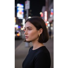 Fundéa Jewelry Gold Geometrik Katlama Formlu Ortaboy Kadın Üpe Trend Takı Aksesuar Altın Renk