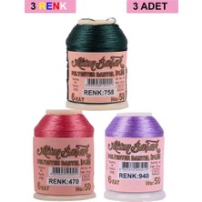 Bin1çeşit 3 Adet Altınbaşak Oya ve Dantel Ipi 20 gr - Royaleks - No: 470 - 940 - 758