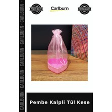Carlburn Özel Üretim Nişan Düğün Hediyelik Süsleme Kına Pembe Kalpli Tül Kese