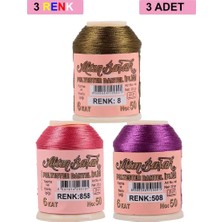 Bin1çeşit 3 Adet Altınbaşak Oya ve Dantel Ipi 20 gr - Royaleks - No: 858 - 508 - 008