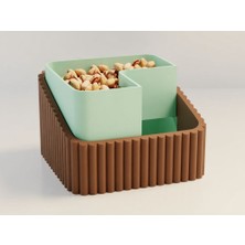 Bin1çeşit 3D Baskı Fıstık Kasesi - Çift Hazneli Kabuk Ayırıcı Sunum Kasesi - Kahverengi Mint