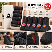 KAYEGG Erkek Termal Havlu Çorap 5 Çift Antrasit Kalın Kışlık Çorap