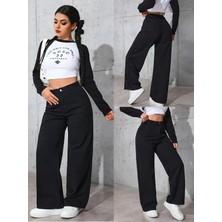 Beeke Jeannine Kadın Jeans 90's Wide Leg Likralı Rahat Yüksek Bel Salaş Bol Paça Jean Palazzo Kot Pantolon
