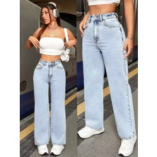 Beeke Astrid Kadın Jeans Palazzo Salaş Rahat Jean Yüksek Bel Denim Kot Pantolon