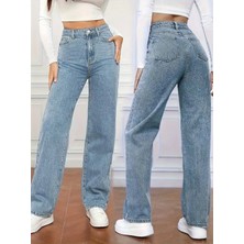 Beeke Astrid Kadın Jeans Palazzo Salaş Rahat Jean Yüksek Bel Denim Kot Pantolon