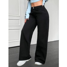 Beeke Layal My Kadın Jeans Yüksek Bel Bol Paça Salaş Rahat Kesim Wide Leg Jean Denim Kot Pantalon
