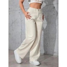 Beeke Jeannine Kadın Jeans 90's Wide Leg Likralı Rahat Yüksek Bel Salaş Bol Paça Jean Palazzo Kot Pantolon