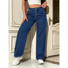 Beeke Gigi Kadın Palazzo Salaş Rahat Kesim Likralı Yüksek Bel Jeans Kot Pantolon Yeni Sezon