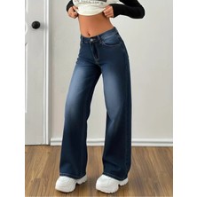 Beeke Layal My Kadın Jeans Yüksek Bel Bol Paça Salaş Rahat Kesim Wide Leg Jean Denim Kot Pantalon