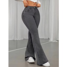 Beeke Amanda Kadın Flare Yüksek Bel Ispanyol Paça Jeans Denim Kot Pantolon