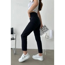 Jeannine Kadın Jeans Siyah Yüksek Bel Mom Boyfriend Dar Paça Denim Kot Pantolon Beekemomsyh-01
