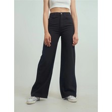 Beeke Siyahın En Güzel Tonu Salaş Jeans Solmaz Siyah Yüksek Bel Kadın Denim Kot Pantolon
