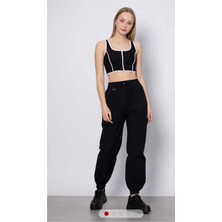 Beeke Layal My Kadın Jeans Siyah Boyfriend Mom Paçası Lastikli Jean Yüksek Bel Denim Kot Pantolon