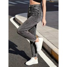 Beeke Yüksek Bel Dar Paça Pamuklu Kot Pantolon - Mom Slim Jean