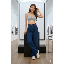 Beeke Kadın Palazzo Salaş Rahat Kesim Likralı Yüksek Bel Jeans Kot Pantolon Yeni Sezon