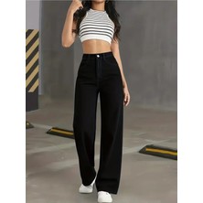 Beeke Süper Yüksek Bel Wide Leg Jeans Likralı Salaş Paça Kot Pantolon