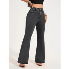 Beeke Melody Kadın Flare Yüksek Bel Ispanyol Paça Jeans Denim Kot Pantolon