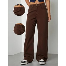 Beeke Kadın Jeans Yüksek Bel Bol Paça Salaş Rahat Kesim Wide Leg Jean Denim Kot Pantalon