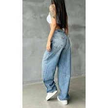 Beeke Layal My Jean Toka Detaylı Bol Rahat Kesim Geniş Paça Baggy Jeans Denim Kot Pantolon