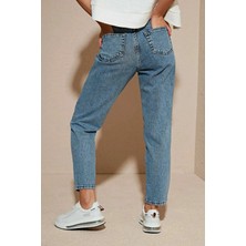 Beeke Lily Max Yüksek Bel Mavi Mom Kot Pantolon %100 Pamuk Esnek Jeans