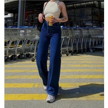 Beeke Trend Jean Koyu Mavi Extra Yüksek Bel Bol Paça Palazzo Salaş Jean Pantolon