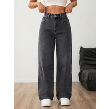 Beeke Kadın Palazzo Salaş Rahat Kesim Likralı Yüksek Bel Jeans Kot Pantolon Yeni Sezon