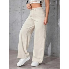 Beeke Süper Yüksek Bel Wide Leg Jeans Likralı Salaş Paça Kot Pantolon