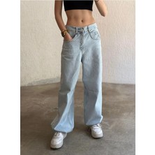 Beeke Layal My Jean Toka Detaylı Bol Rahat Kesim Geniş Paça Baggy Jeans Denim Kot Pantolon