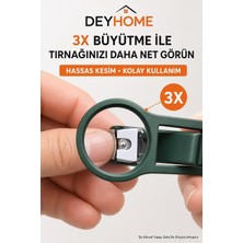Str Store 3x Büyüteçli Paslanmaz Çelik Tırnak Makası, Törpülü ve Sıçrama Önleyici, Rahat Tutuşlu Yeşil