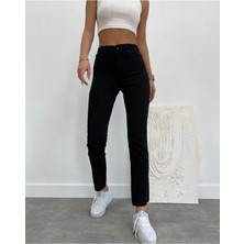 Beeke Siyah Yüksek Bel Mom Jeans