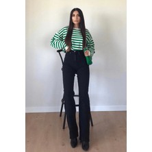 Beeke Crespo 90's Siyah Yüksek Bel Likralı Salaş Jeans Palazzo Pantolon