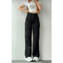 Beeke Isabella Nelson Fex Siyah Yüksek Bel Salaş Kadın Boru Paça Denim Palazzo Pantolon (Yeni Sezon)