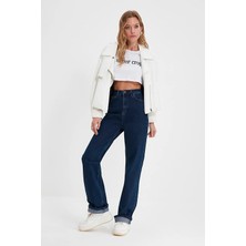 Beeke Gold Salaş Kot Pantolon Koyu Mavi Kar Likralı Jean Palazzo Wide Legjean