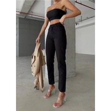 Beeke Mia Kadın Siyah Trend Mom Jean Likralı Pantolon