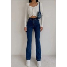 Beeke Sera Navy Blue Toparlayıcı Ispanyol Power Likra Kot Pantolon