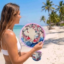 Dolozena Japon Stili Kılıflı El Yelpazesi 21 cm Koi Balığı Kiraz Çiçeği Desenli