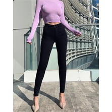 Beeke Full Likralı Kışlık Kalın Kumaş Siyah Skinny Jean Pantolon