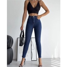 Beeke Skinny Jean Dar Paça Kot Pantolon Kadın Lacivert (Tam Kalıptırız)