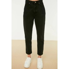 Beeke Kadın Solmayan Siyah Süper Yüksek Bel Comfort Likralı Mom Kot Pantolon Jeans