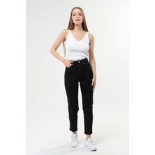 Beeke Lila Siyah Indigo Mom Jean Yüksek Bel Detay Boyfriend Kot 2024