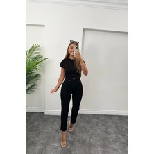 Beeke Jessica-Ultra Yüksel Bel Süper Kalıp Likralı Mom Fit Jean Siyah