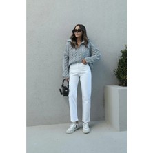 Beeke Lena Kadın Yüksek Bel Süper Likralı Trend Jean