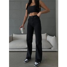 Beeke Isabella Zero Max New Star 90's Siyah Likralı Süper Extra Yüksek Bel Palazzo Salaş Jean Pantolon