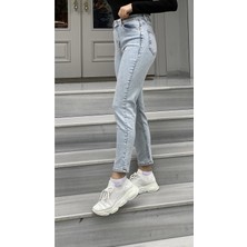 Beeke Leo 90's Dora Kar Yıkama Kadın Mom Jean Likralı Kar Yıkama Jean Pantolon