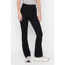 Beeke Leo Max Vanessa Siyah Ispanyol Paça Flare Kadın Jeans Pantolon