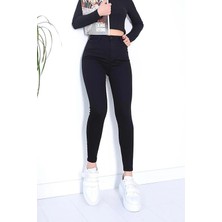 Beeke Nina Siyah Kadın Power Likra Skinny Jean Dar Paça Kot Pantolon